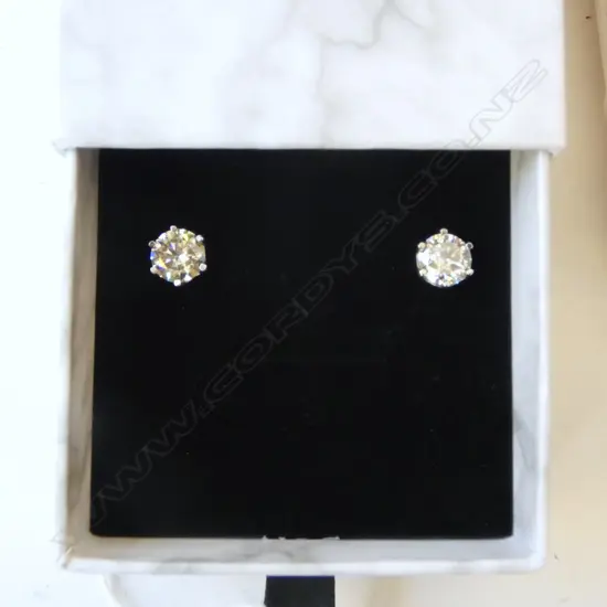 PR MOISSANITE EARRINGS EACH 2ct, 2.3grms total, each gem w. certificate