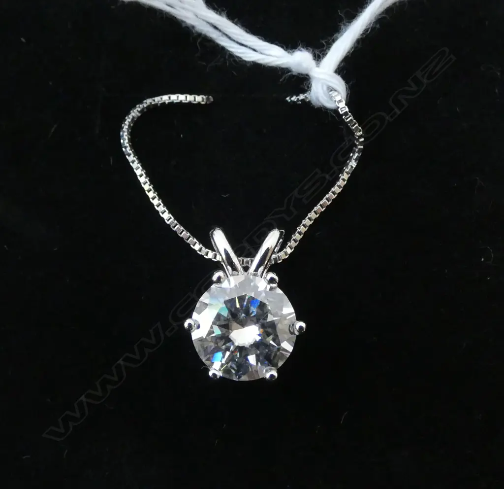 3CT MOISSANITE STG PENDANT NECKLACE, 3.3grms + CERTIFICATE Image 1++
