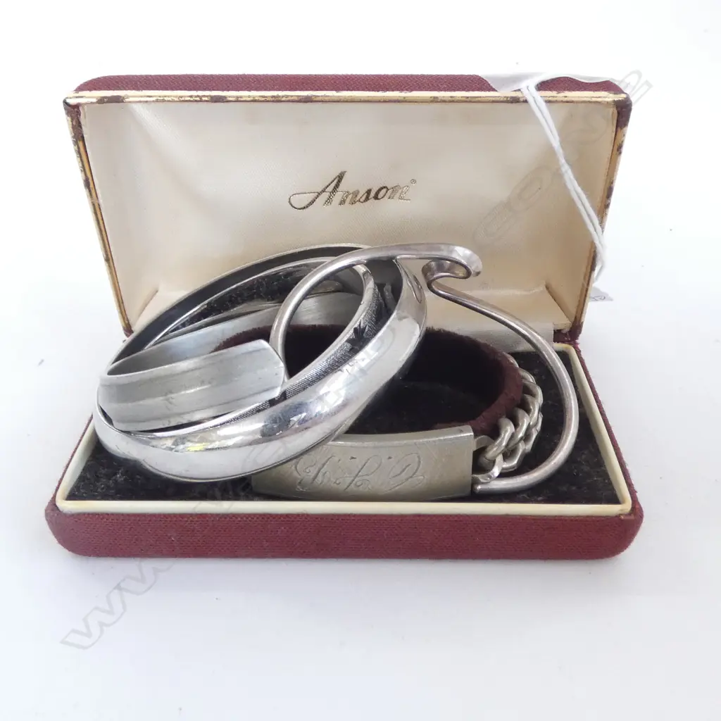 5 ASST. SILVER, STAINLESS & SILVER PLATE BRACELETS Image 1++