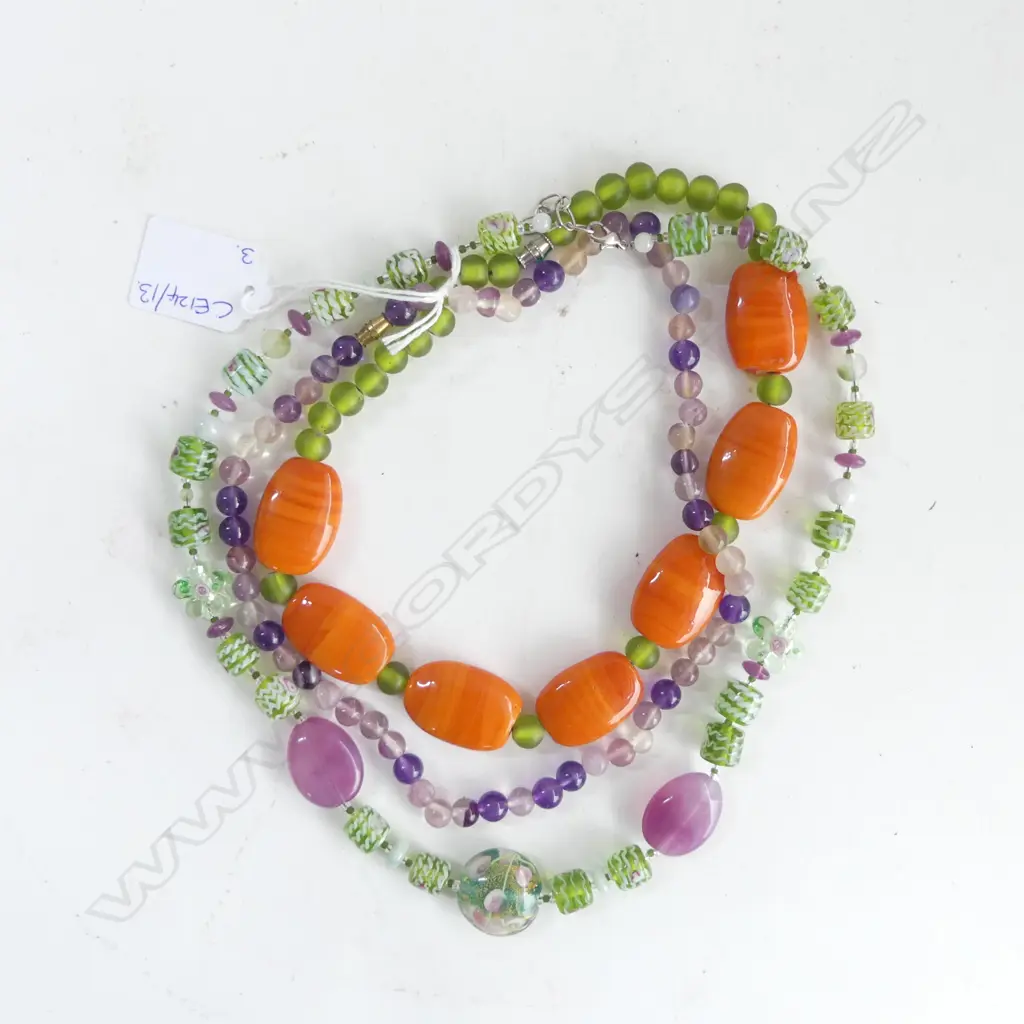 3 MURANO GLASS BEAD NECKLACES Image 1++