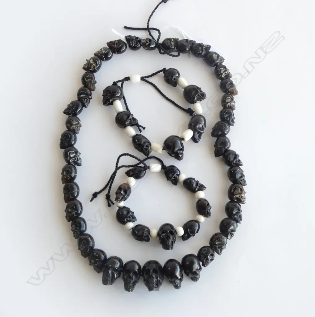 SKULL BEAD NECKACE + 2 BRACELETS Image 1++