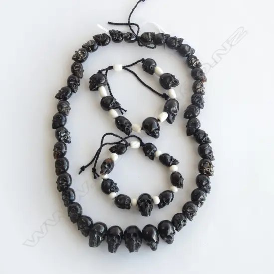 SKULL BEAD NECKACE + 2 BRACELETS