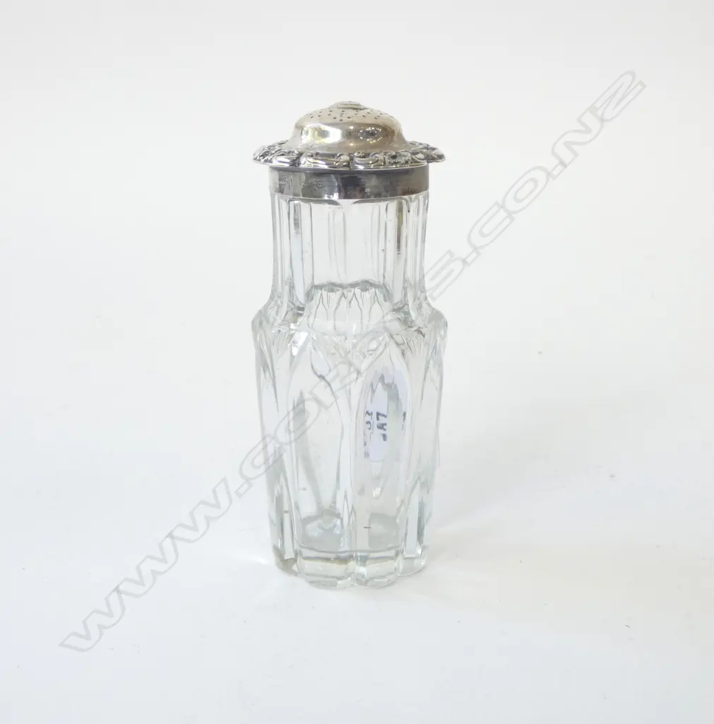 Early Vict. Sheffield 1839 Silver Top Crystal Castor Shaker by John Waterhouse, Edward Hatfield H.140mm minor faults Image 1++