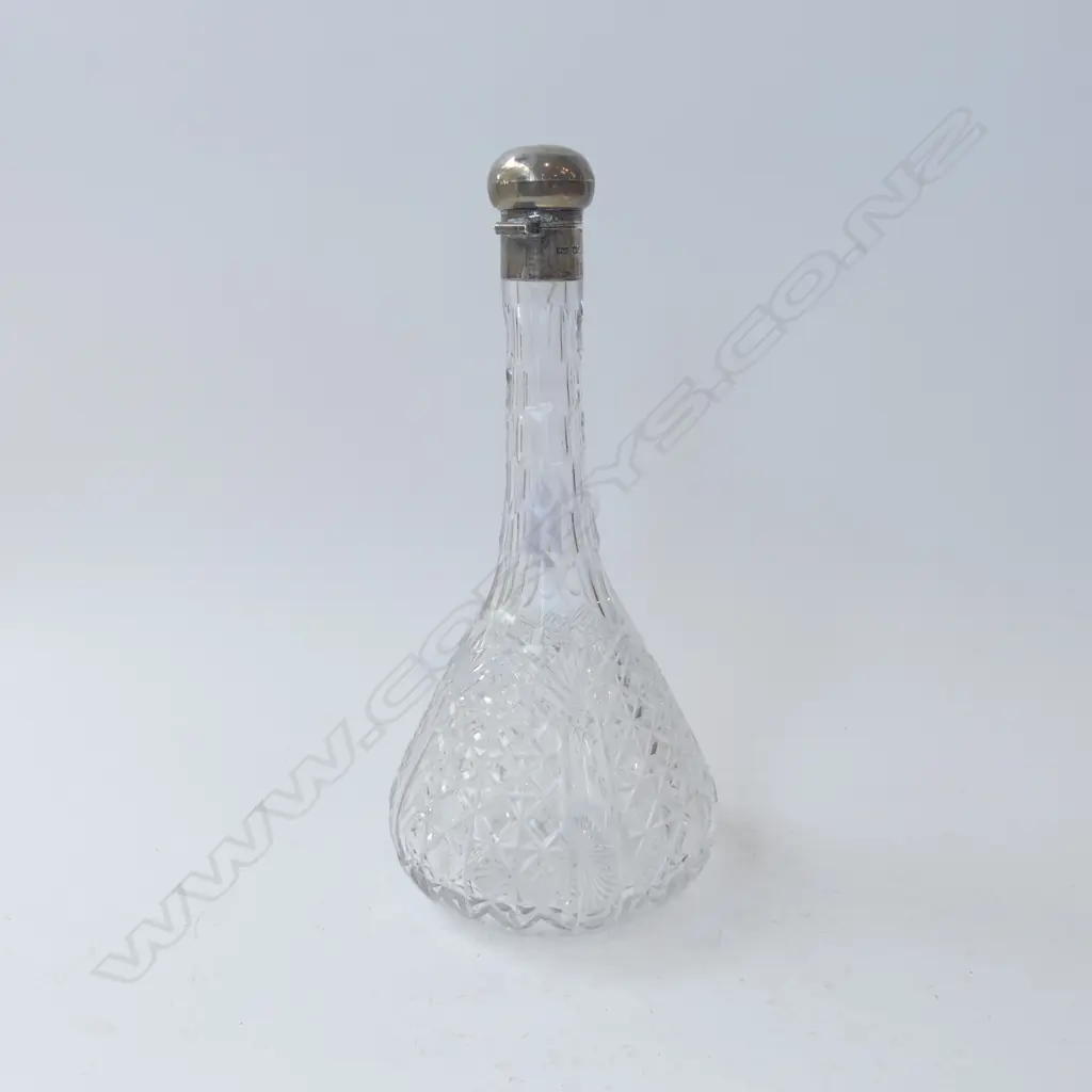 STG SILVER CAPPED CUT CRSTAL BOTTLE, SHEFFIELD 1992, H.290mm Image 1++