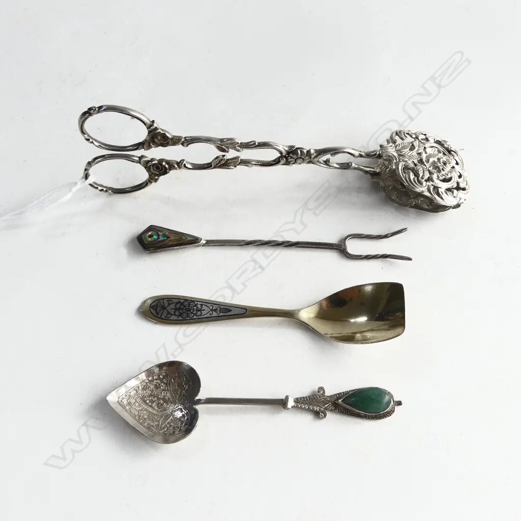 STG SILVER PASTRY TONGS (39gms), STG SILVER ATAAHUA PICKLE FORK + 2 OTHERS Image 1++