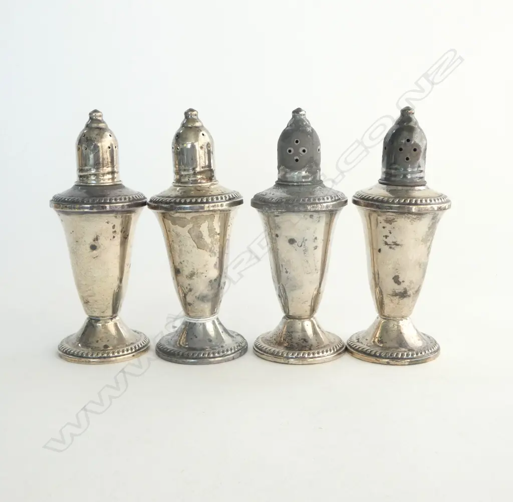 4 S/SILVER SALT PEPPER CONDIMENTS 442G WEIGHTED FAULTED Image 1++