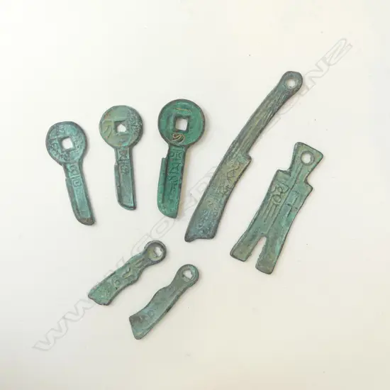 7 ANCIENT? CHINESE METAL MONEY KEYS / KNIVES L.125mm