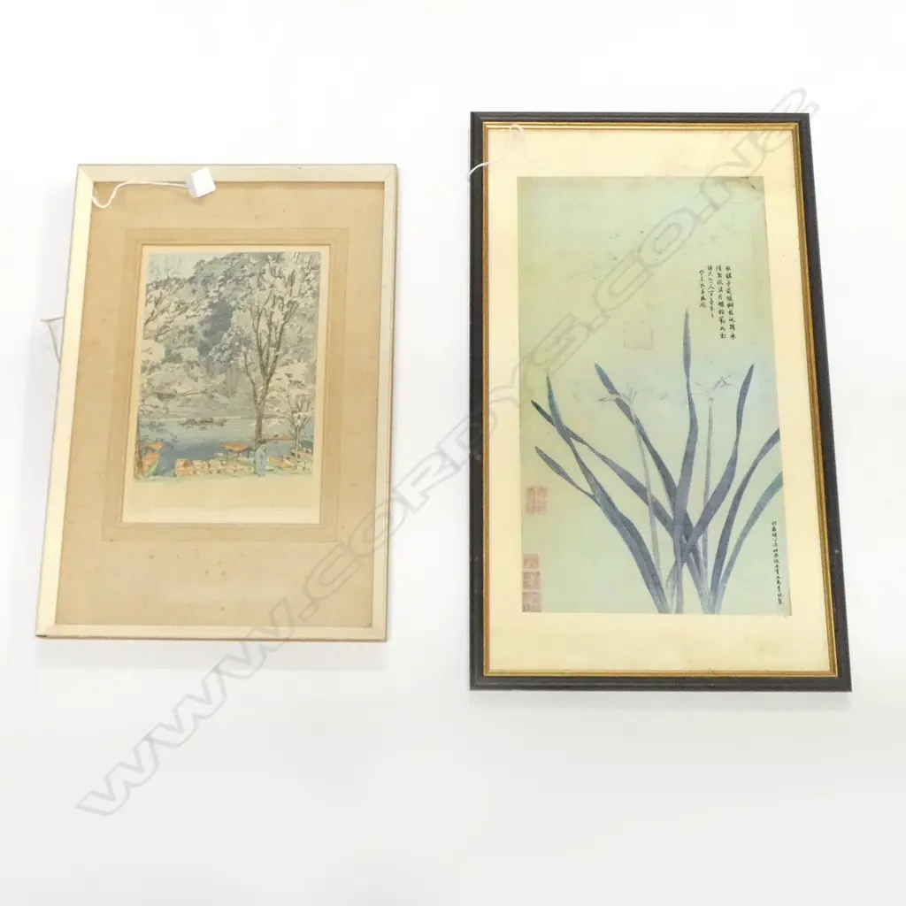 2 ORIENTAL FRAMED WORKS 440x240mm Image 1++