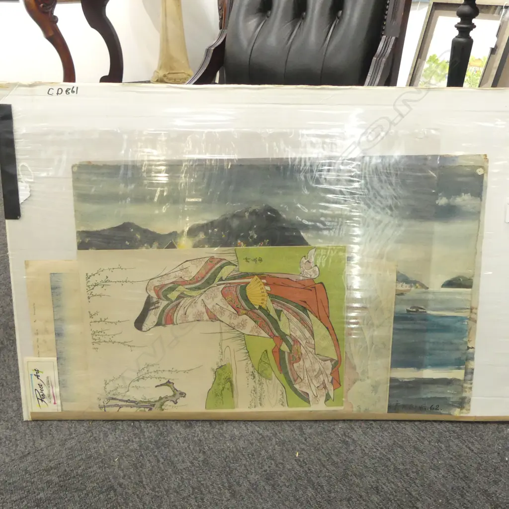 4 20thC JAPANESE WOODBLOCK PRINTS, 2 HONG KONG WCS, SIGNED K BING 1962, 390 x 570mm Image 1++
