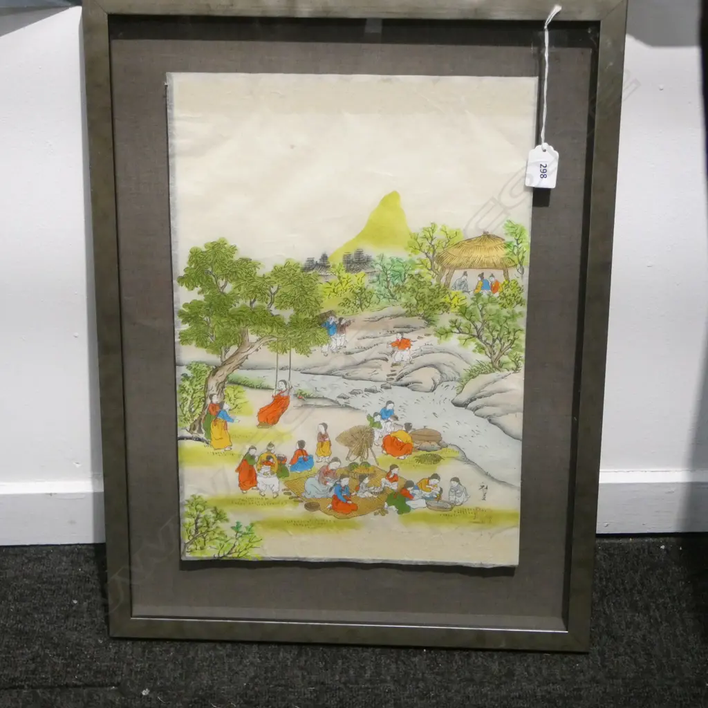 FRAMED KOREAN WOOD BLOCK PRINT 430x290mm Image 1++