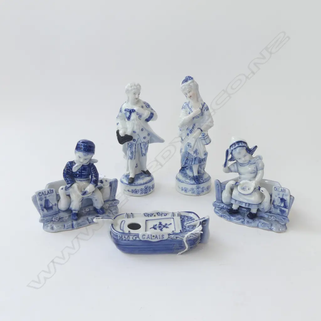 5PCS B/W CONT CHINA 2PRS FIGURES H170 &100MM & INKWELL L140MM Image 1++