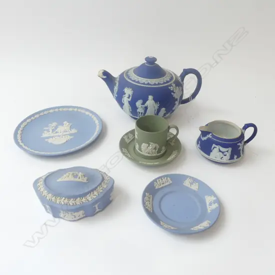7 PCES. WEDGWOOD JASPERWARE (FAULTS)
