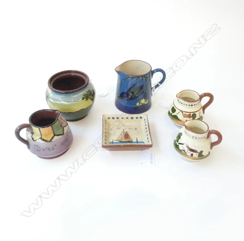 COLLECTION 6PCS TORQUAY POTTERY BOWL DIA160 DISH 90MM & 4 JUGS 80MM TALLEST Image 1++