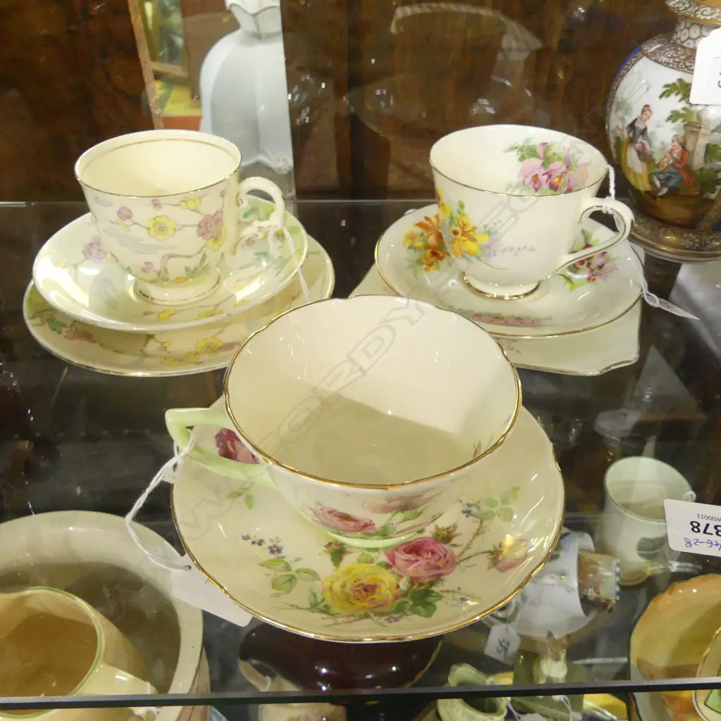 ROYAL DOULTON 'ORCHID' TRIO, ROYAL DOULTON 'MOSS ROSE' C/S + TUSCAN CHINA 'PLANT' TRIO Image 1++