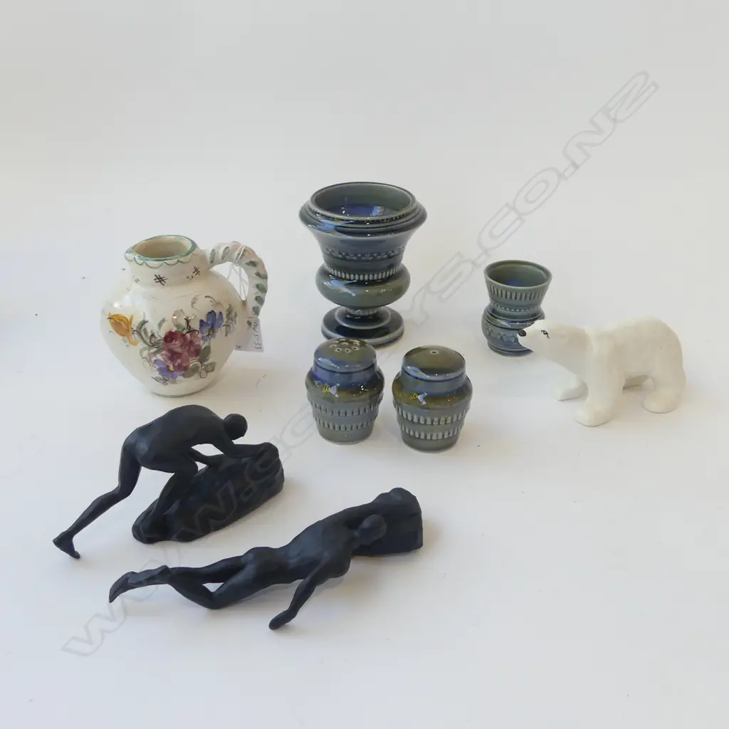 WADE PORCELAIN + SLYVAC POLAR BEAR + GERMAN POTTERY JUG + FIGURES Image 1++