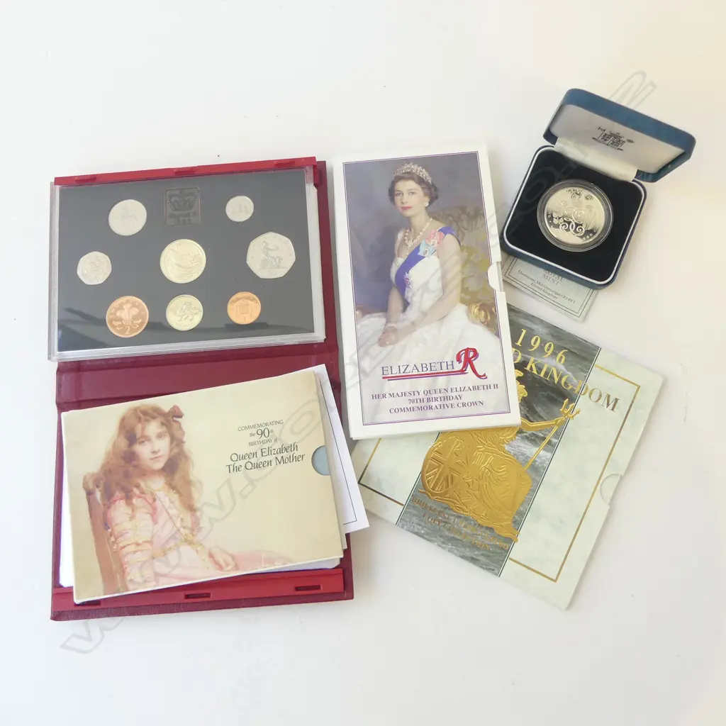 UK COIN SETS: PROOF 1995 SET. Proof 1990 90th Birthday. 3 UNC sets: 70th & 90th Birthday + 1996 collection  Image 1++