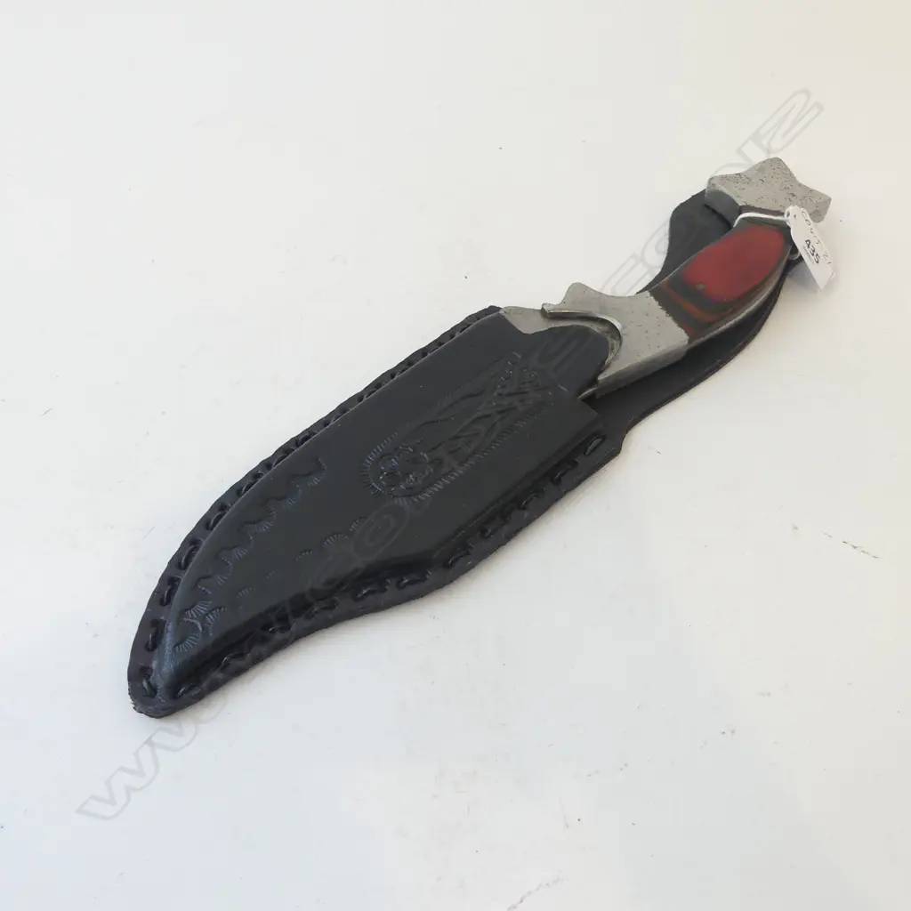 HUNTING KNIFE w. EMBOSSED LEATHER SHEATH L340mm Image 1++
