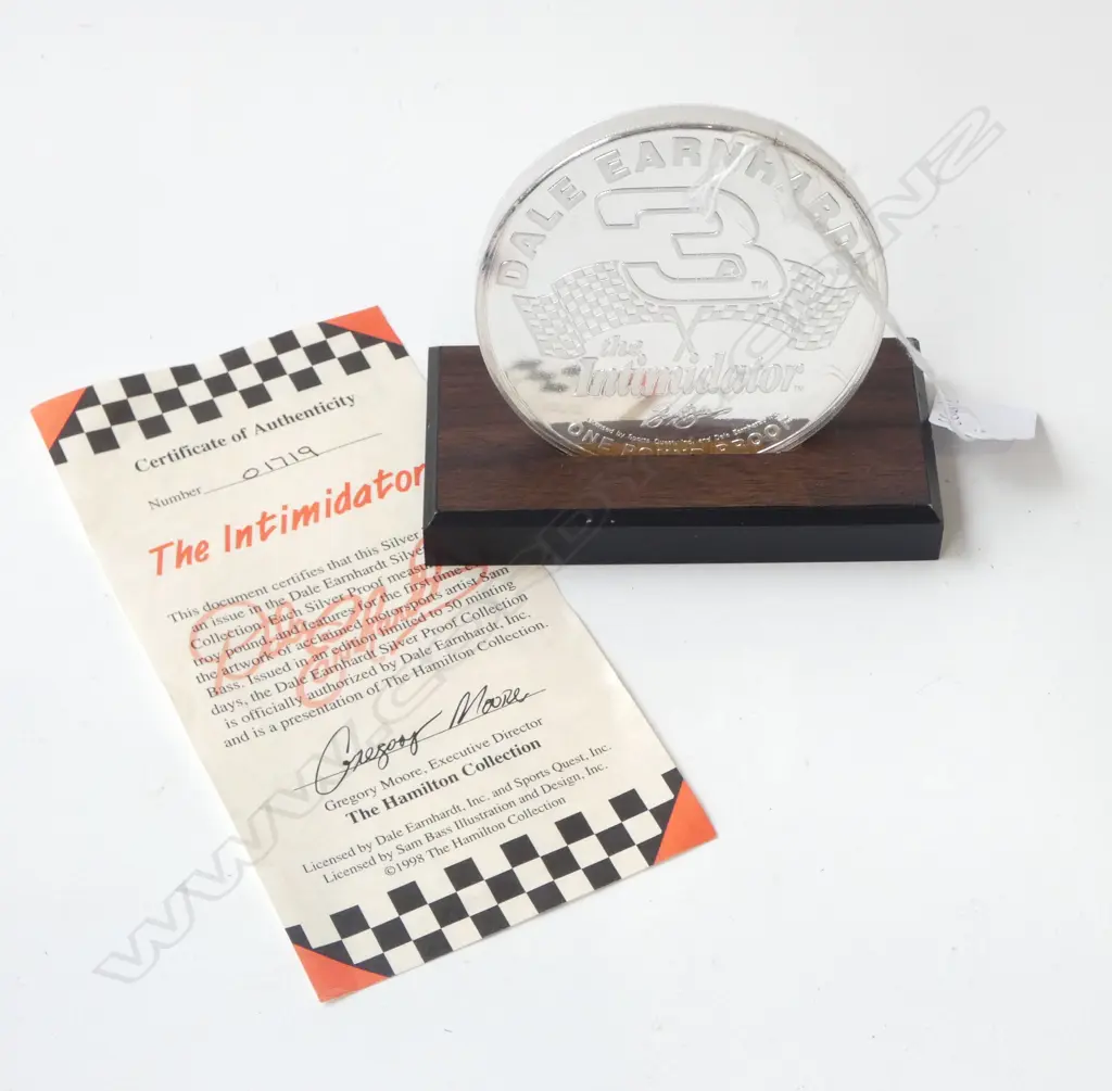 1 POUND SILVER METAL COIN; DALE EARNHARDT 'THE INTIMIDATOR' Image 1++