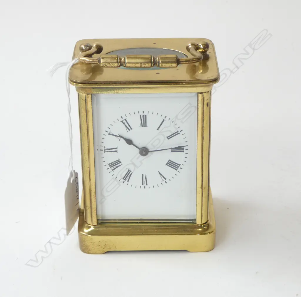 BRASS CARRAGE CLOCK & KEY H140MM Image 1++
