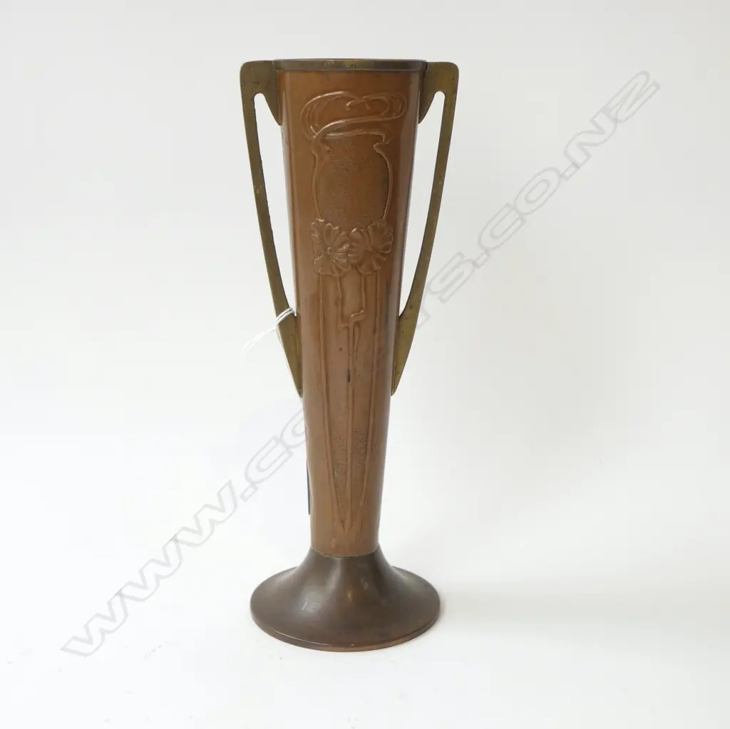 ART NOUVEAU COPPER & BRASS VASE H.260mm Image 1++