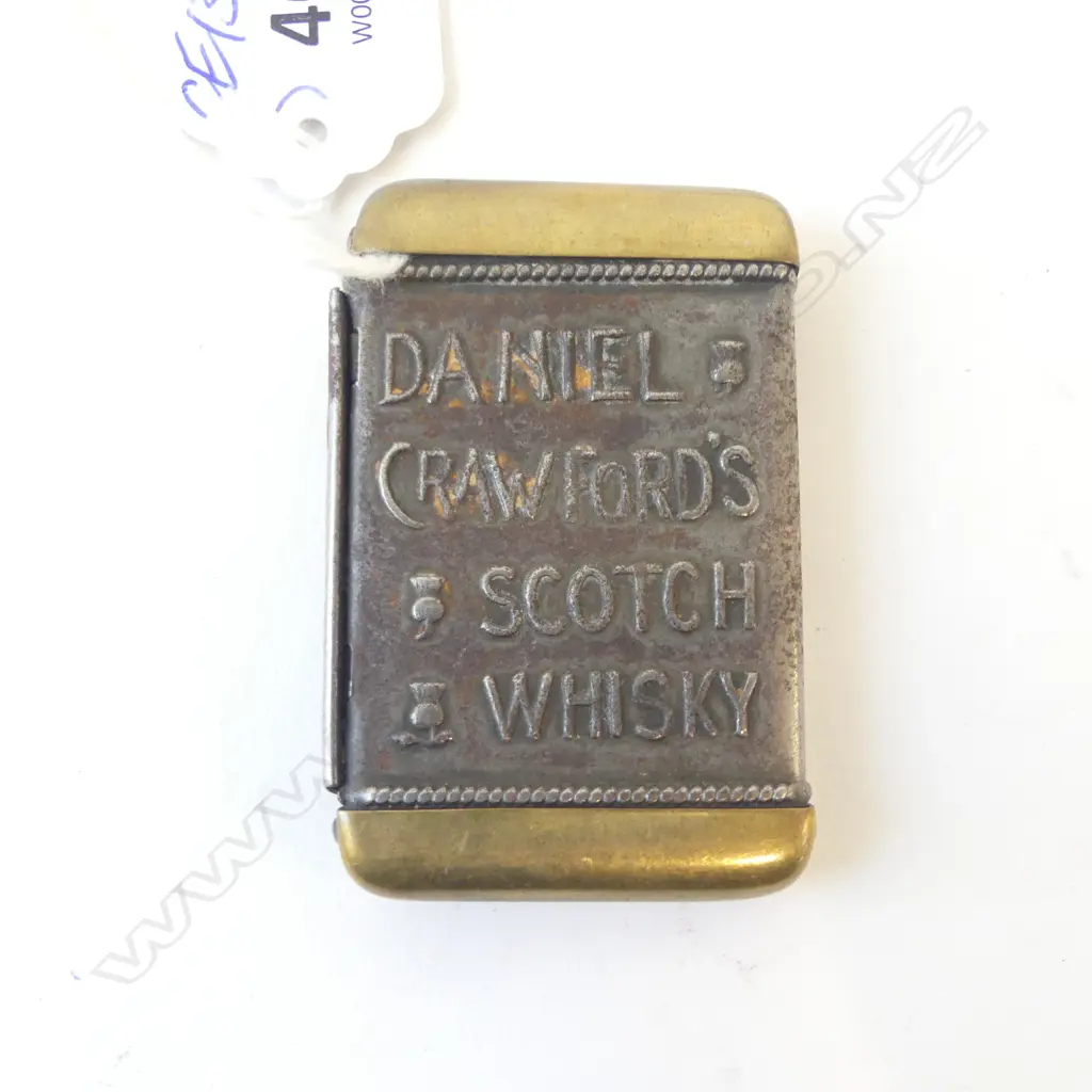 Steel & brass early 20thC ADVERTISING VESTA 'DANIEL CRAWFORD Scotch Whisky...' 'Daniel Crawford's Scotch Whisky Image 1++
