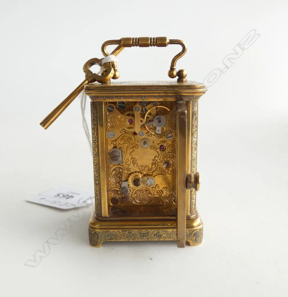 MATTHEW NORMAN SWISS MINIATURE CARRIAGE CLOCK 'LA VALLE', H.75mm (with key, running) Image 1++