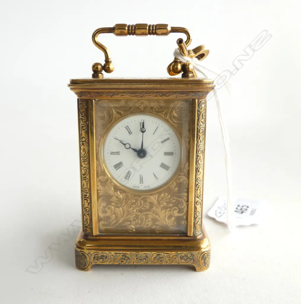 MATTHEW NORMAN SWISS MINIATURE CARRIAGE CLOCK 'LA VALLE', H.75mm (with key, running) Image 1++