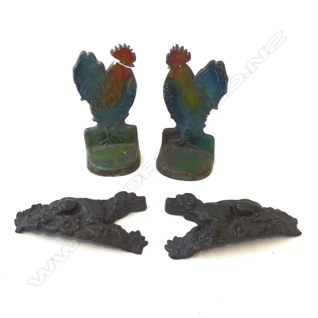 2 PRS METAL DOOR STOPS; ROOSTER H.195mm & DOG Image 1++