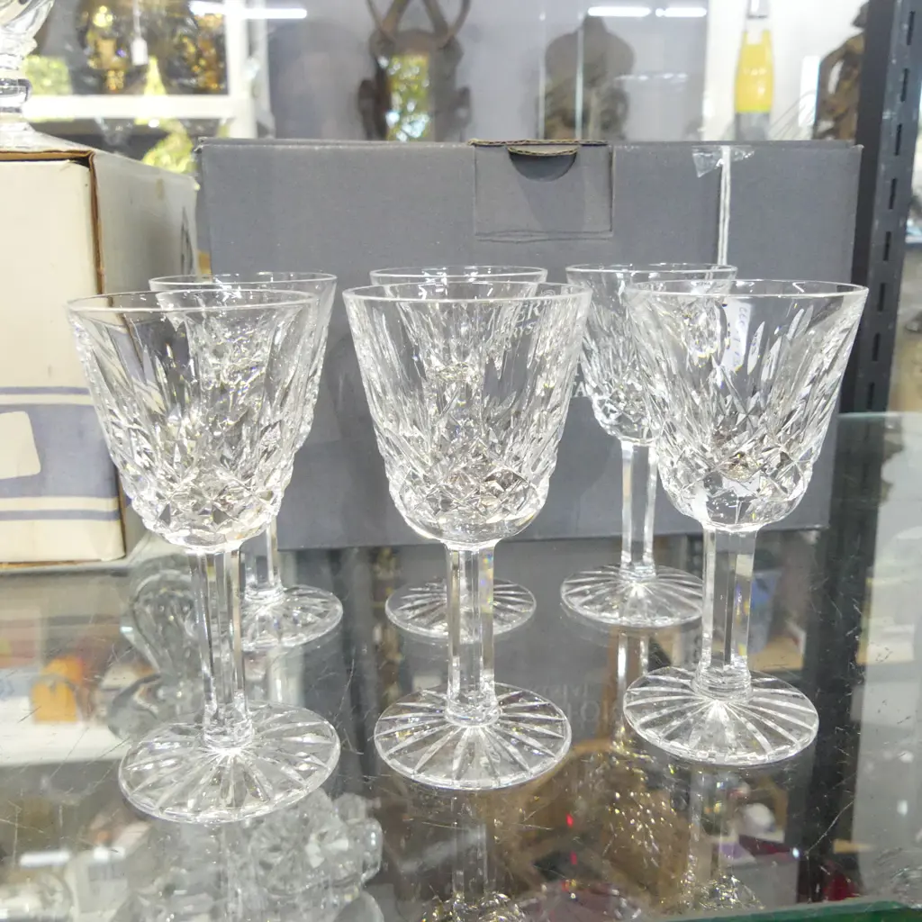 Boxed Set 6 Waterford Crystal liquor Glasses H.89mm Image 1++