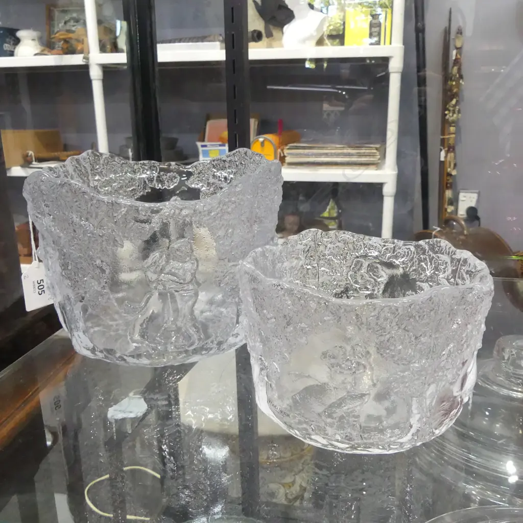 PR GRADUATED CRYSTAL KOSTA BODA WINE COOLERS; DEPICTING FOREST SCENE RELIEF, LARGEST Dia.190mm H.140mm Image 1++