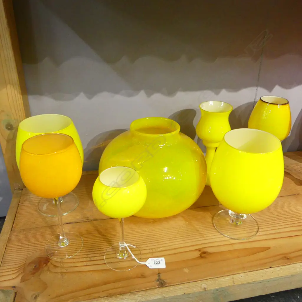 7 PCES YELLOW MURANO GLASS H.230mm Image 1++