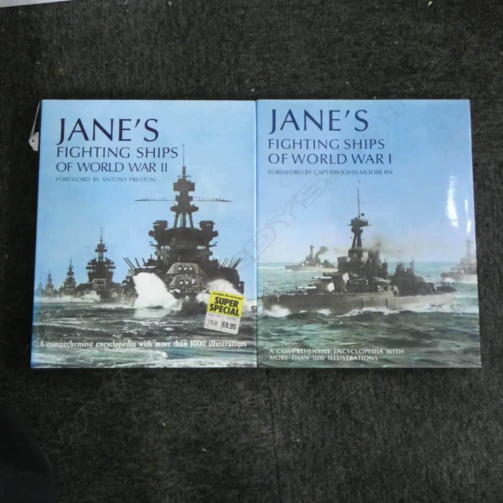  TWO JANES FIGHTING SHIPS WWI + WWII  REFERENCE BOOKS Image 1++