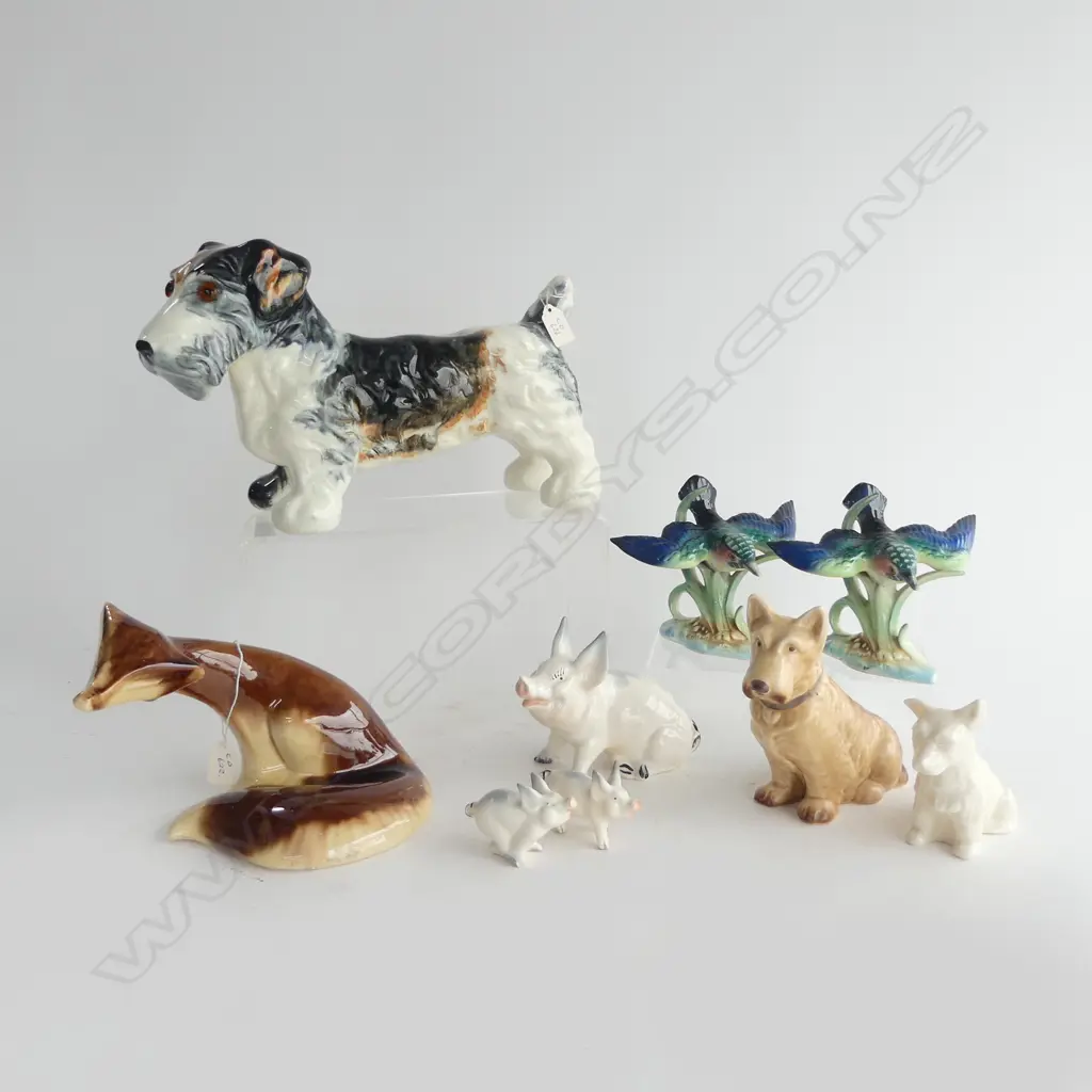 9 PCES. ASST. CHINA ANIMALS Incl. BESWICK, SYLVAC, CROWN DEVON etc Image 1++