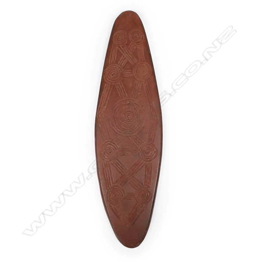 A mid 20thC or earlier Aboriginal stone churinga (totem) lenticular Image 1++
