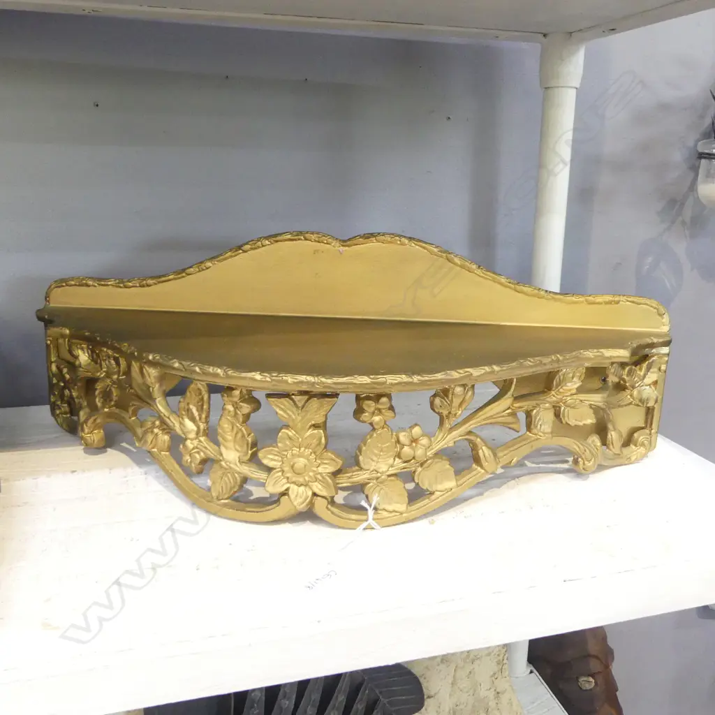 GOLD PAINTED WALL SHELF W.520mm Image 1++