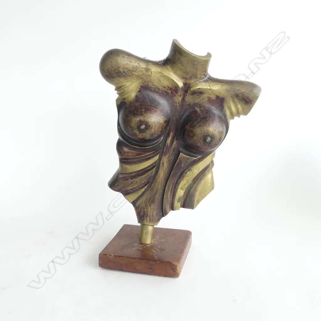 BRONZE SCULPTOR OF A FEMALE TORSO H.370 (includes wood base) Image 1++