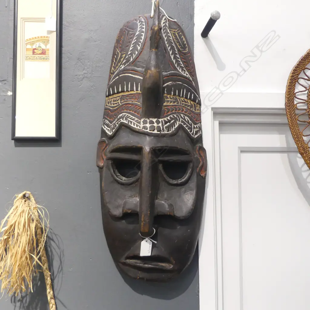 PNG CARVED WOOD FACE MASK L620MM Image 1++