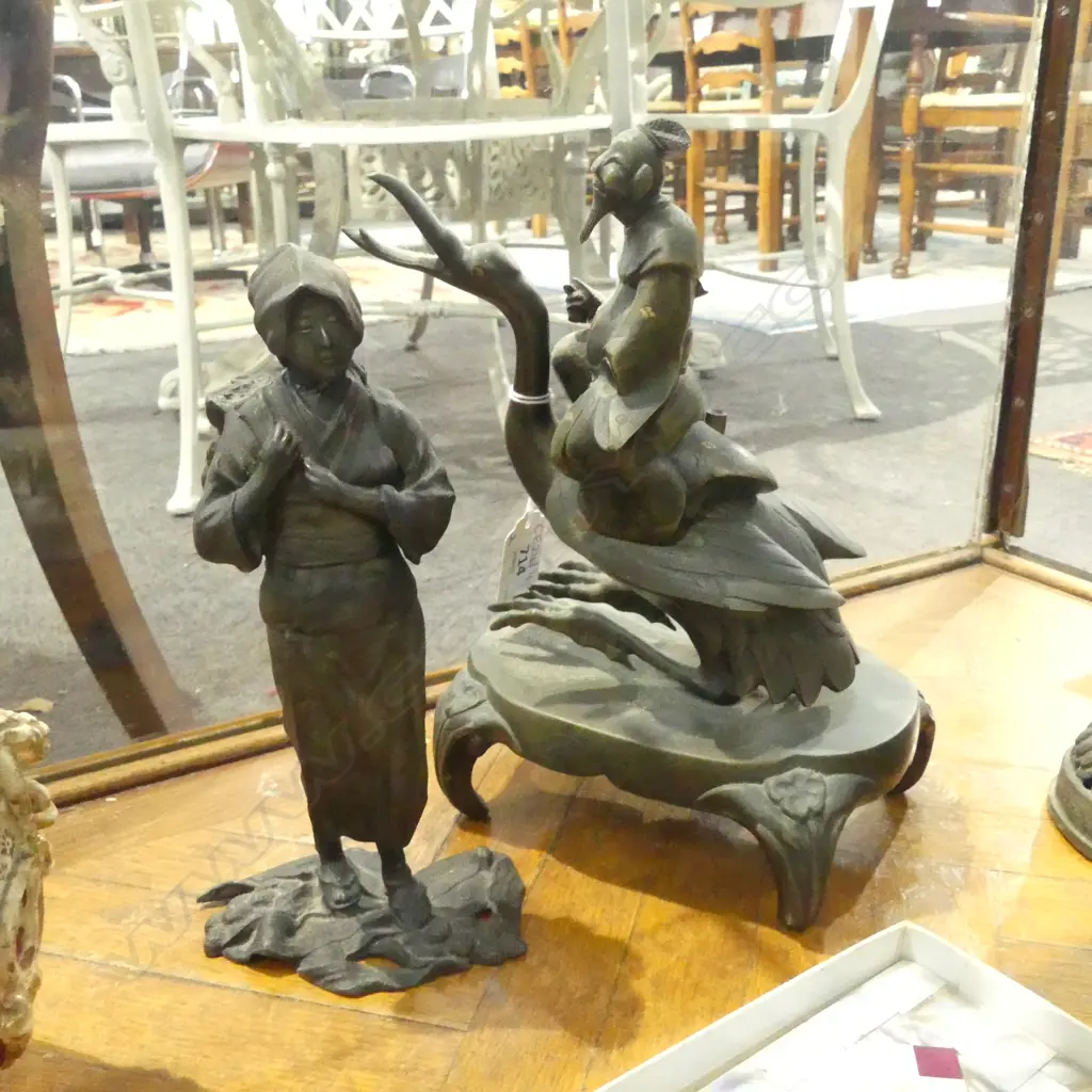 2 JAPANESE METAL FIGURINES H.240mm Image 1++