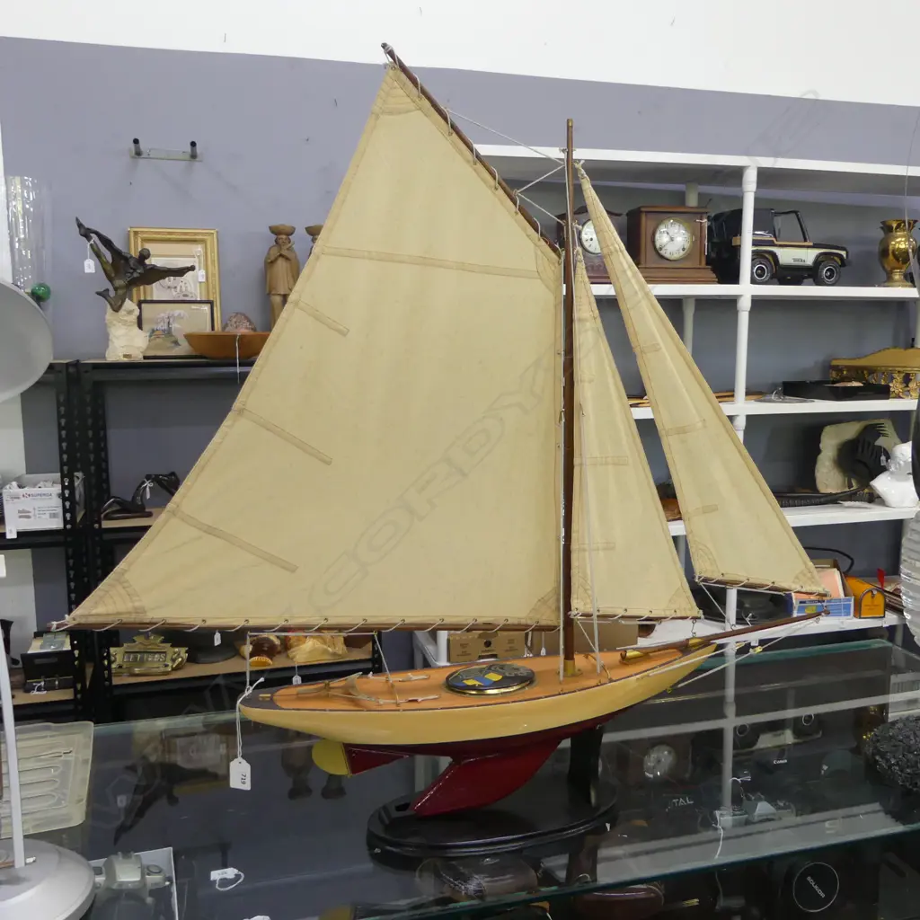 MODEL SAIL BOAT ON STAND 'RMYC 1923' H.880mm L.950mm Image 1++