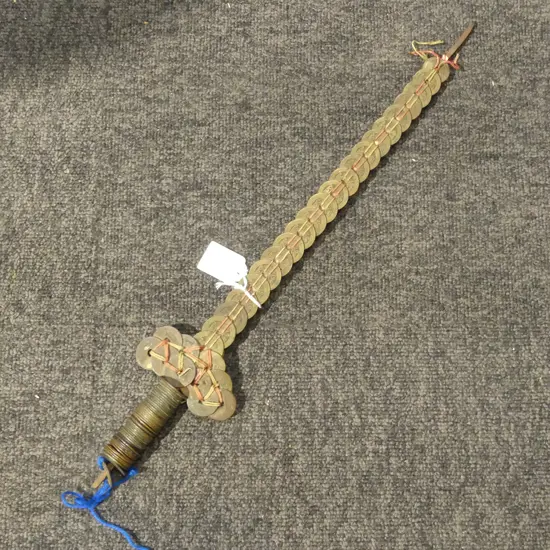 CHINESE CEREMONIAL COIN SWORD L480MM SOME COINS MISSING