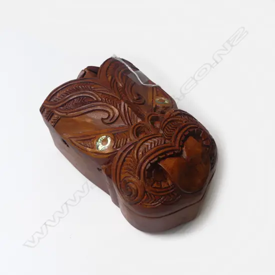 CARVED WOODEN WHEKU BOX H.180mm