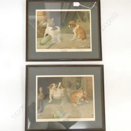 PAIR VICTORIAN TORPEDO BOTTLE AND DOG PRINTS