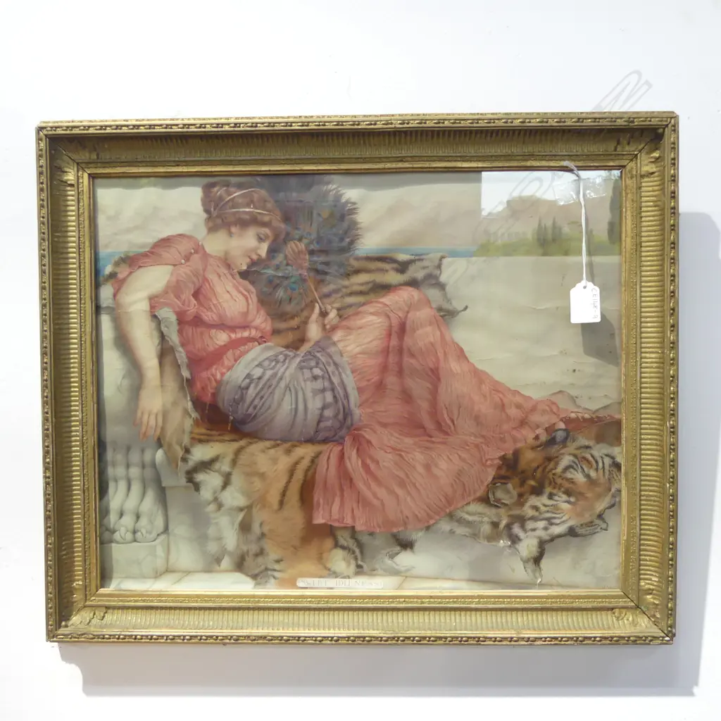 ORIGINAL VICTORIAN NEO CLASSICAL PRINT 'SWEET IDLENESS' 380 x 460mm Image 1++