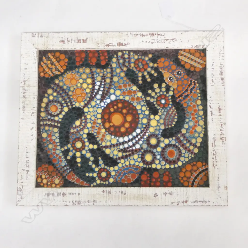 'GOANA EGGS' ABORIGINAL DOT PAINTING 2015 artist's details verso, 240 x 290mm Image 1++