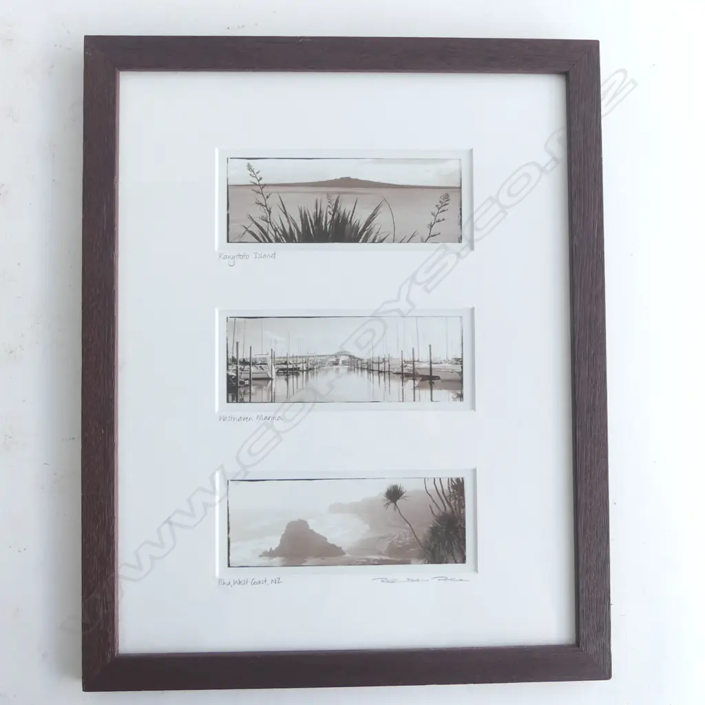  FRAMED BLACK & WHITE PICTURES NZ SCENERY,380 x 310MM Image 1++