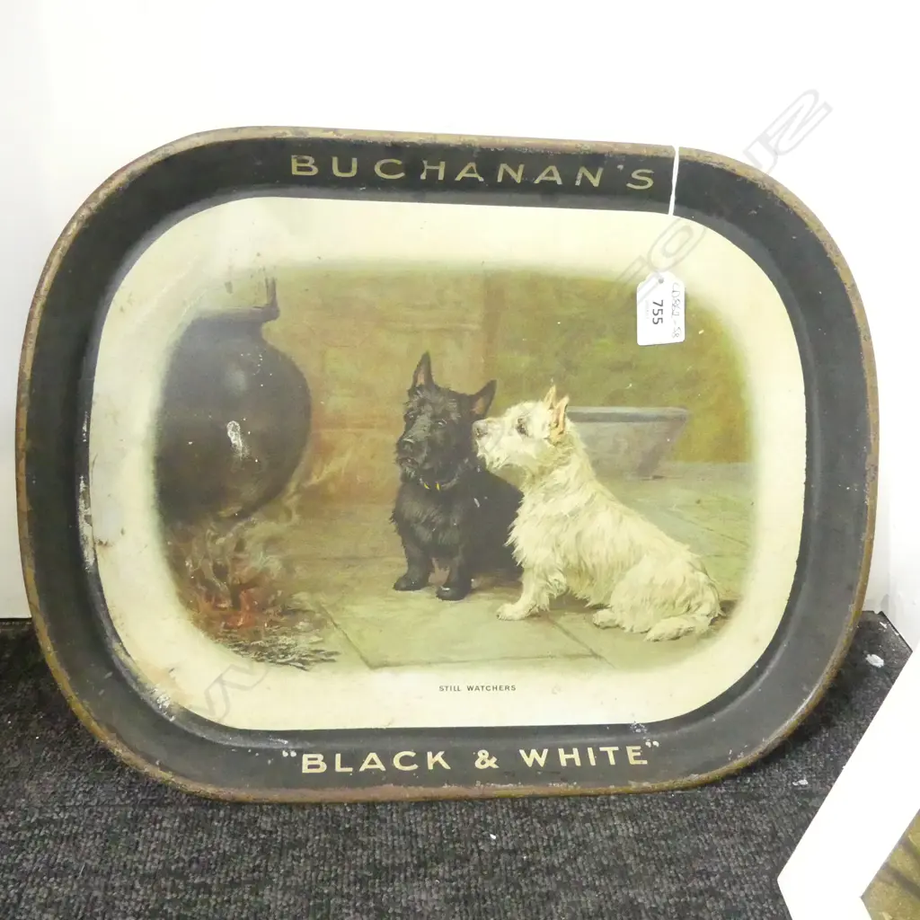 VINTAGE BUCHANAN'S BLACK AND WHITE WHISKEY TRAY  400 x 300mm Image 1++