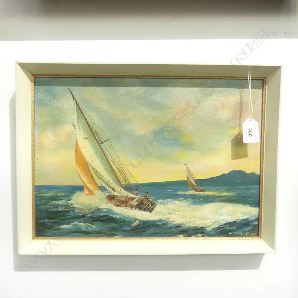 UNKOWN ARTIST, AUCKLAND SAILING SCENE, OIL ON BOARD 240x340mm Image 1++