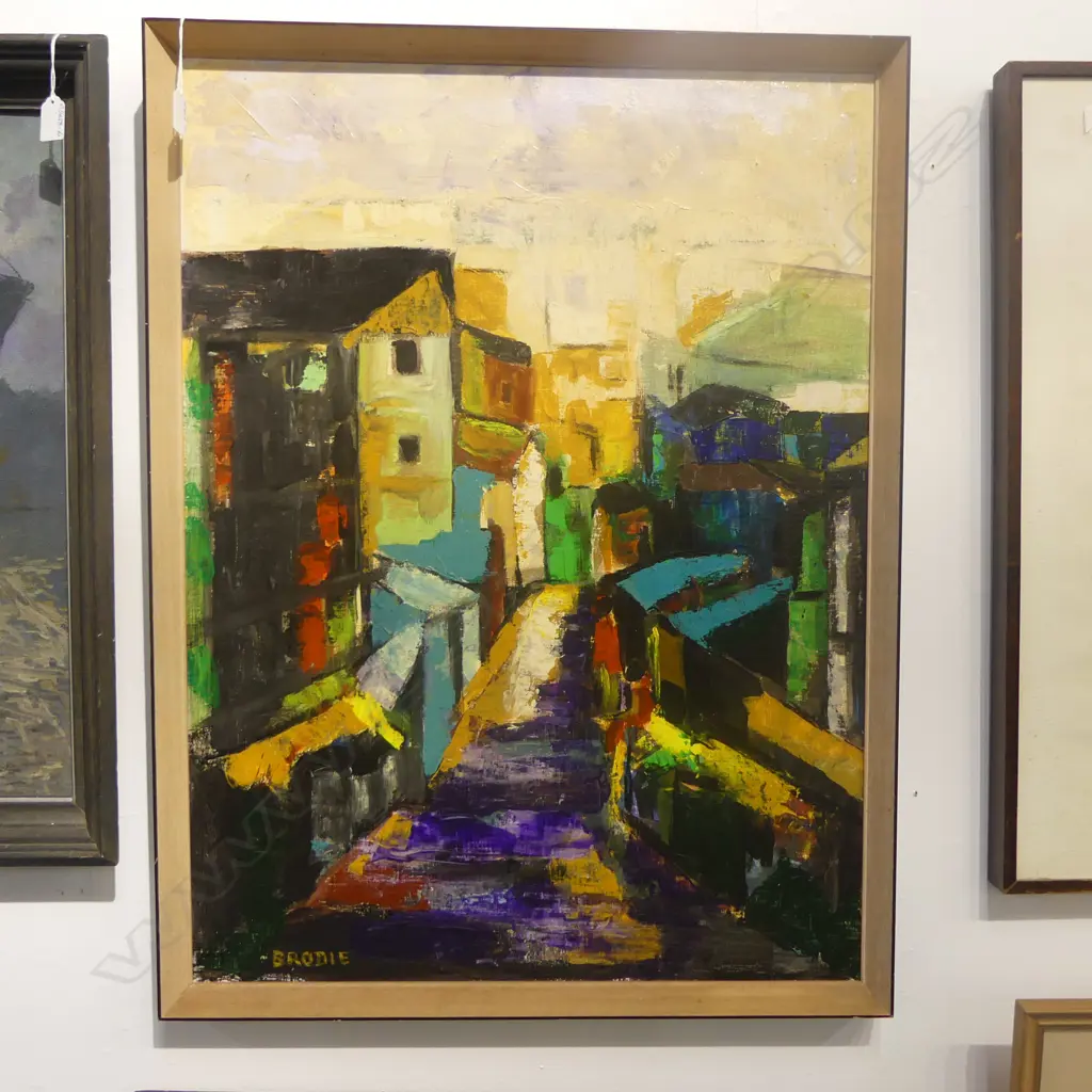 TRIX BRODIE, CITYSCAPE OIL ON BOARD, 790x590mm Image 1++