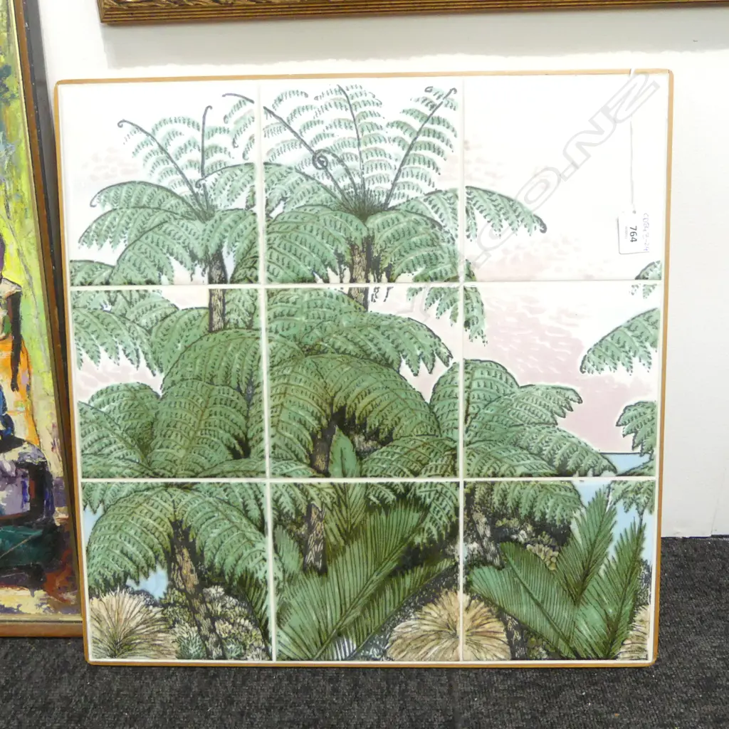 9 TILE WALL HANGING by ROD AND PATSY BOWEY WAIPU TILE STUDIO 475x475mm Image 1++