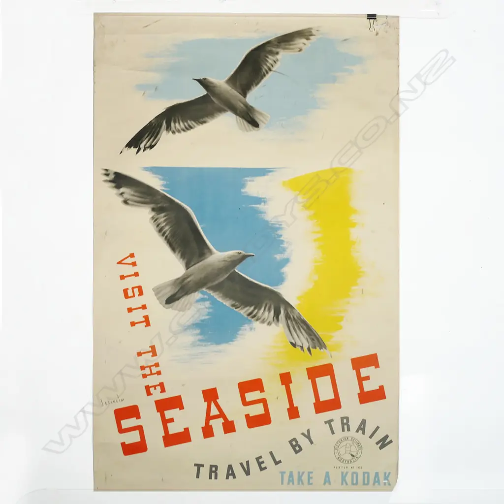 VINTAGE POSTER Gert Sellheim (Aust., 1901-1970). 'Visit The Seaside. Travel By Train' 1930s. lithograph 1000 x 630mm Image 1++